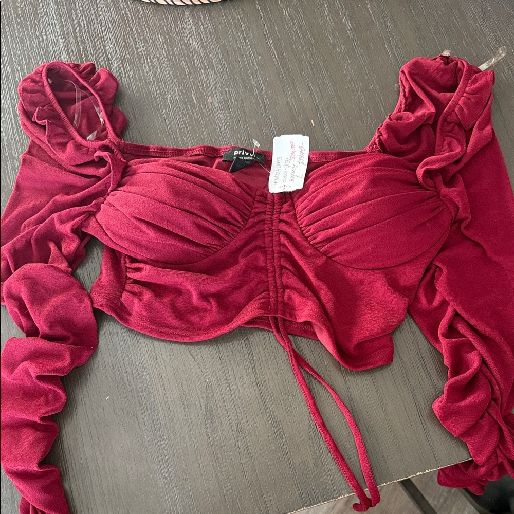 Windsor Burgundy Ruched Crop Top